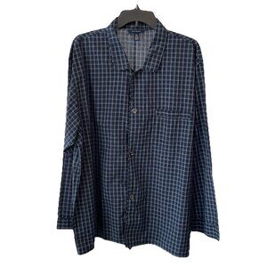 Club Room Men's Navy Plaid Casual Shirt Size XL Long Sleeve Button Up